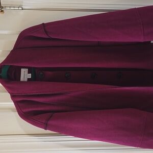 LIZ CLAIBORNE BRAND WOMEN'S WINE FRONT BUTTON WINTER COAT WITH MATCHING SCARF XL